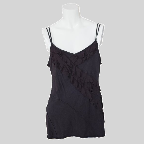 g:21 Tops - G21 black double spaghetti straps cami with ruffles and reverse seams XXL